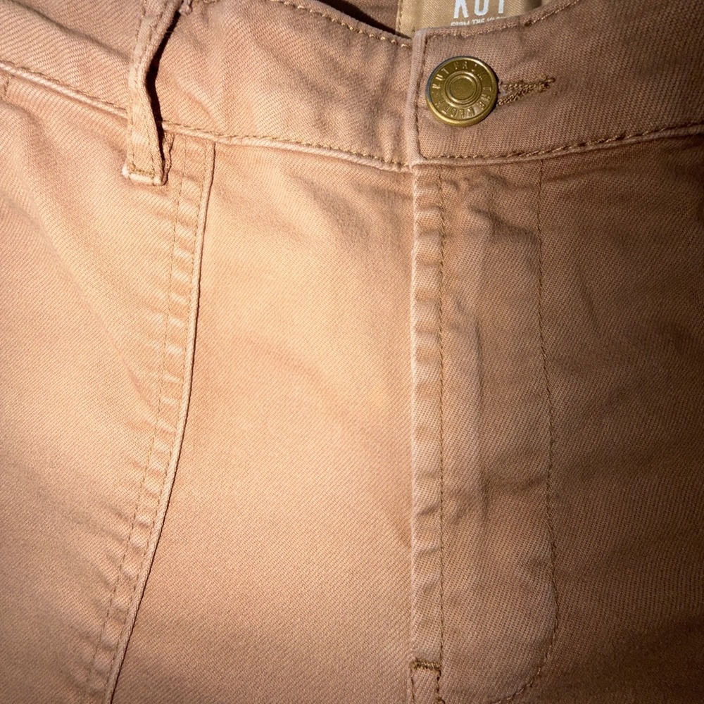 Kut from the Kloth High Rise Wide Leg Crop Pants Womans Size 8 Brown Flap Pocket - Picture 4 of 6